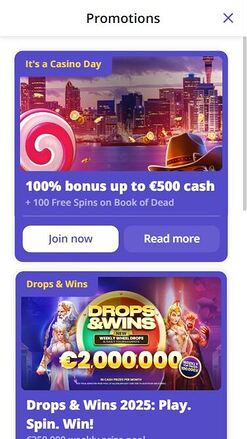 Promotions mobiles de Casino Days