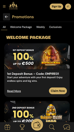 Promotions mobiles de Casino Empire
