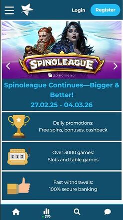 Page d'accueil mobile de Casino Estrella