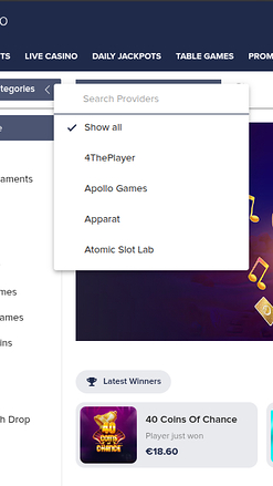 Desarrolladores de juegos móviles de Casino Euro