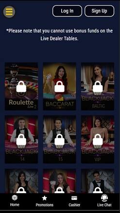 Live Dealer de Casino Grand Bay sur mobile