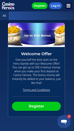 Promotions mobiles de Casino Heroes
