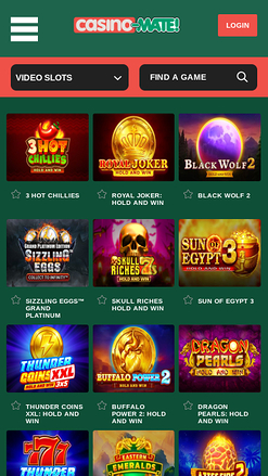 Jeux mobiles de Casino Mate