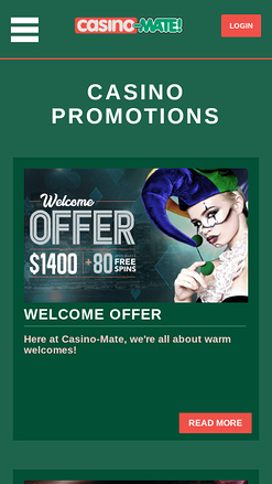 Promotions mobiles de Casino Mate
