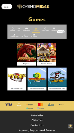 Jackpot mobile de Casino Midas