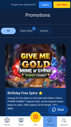 Casino of Dreams Promotions mobiles