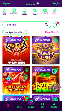 Jackpot mobile de Casino Rocket