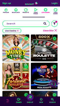 Croupier en direct mobile de Casino Rocket