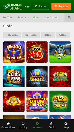 Jeux mobiles de Casino Share