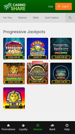 Jackpot mobile de Casino Share