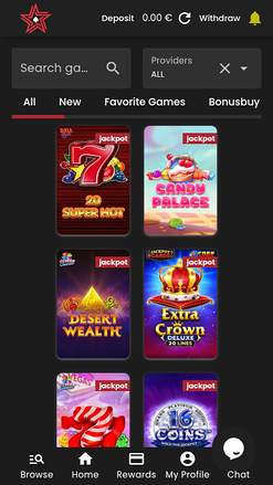 Jackpot mobile de Casino Stars