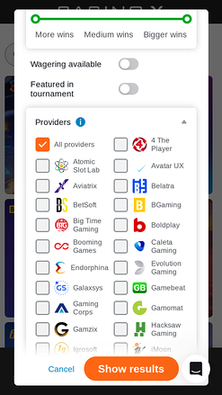 Casino X Mobile-Spielentwickler