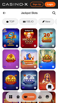 Jackpot mobile de Casino X
