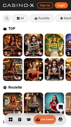 Croupier en direct mobile de Casino X