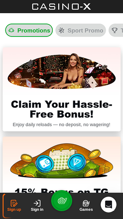 Casino X Mobile-Aktionen