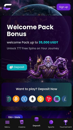 Мобильная версия сайта CasinoCrypto.io