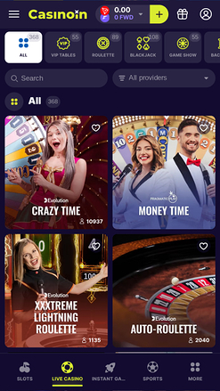 Croupiers en direct mobiles de Casinoin