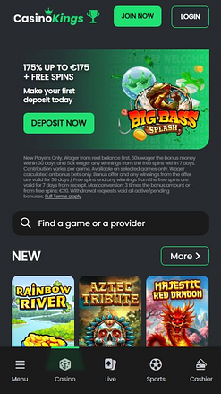 Page d'accueil mobile de CasinoKings.com