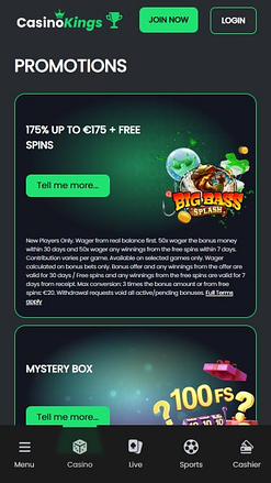 Promotions mobiles de CasinoKings.com