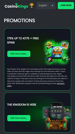 Promotions mobiles de CasinoKings.com