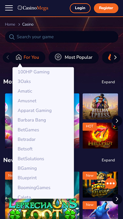 Casinomega développeurs de jeux mobile