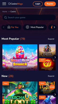 Casinomega jeux mobile