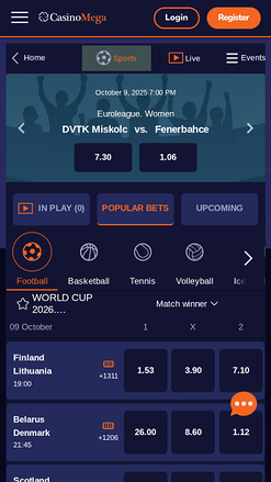 Casinomega sports en direct mobile