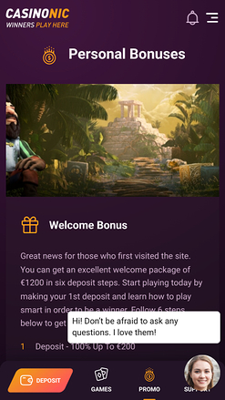 Promotions de Casinonic Casino mobile