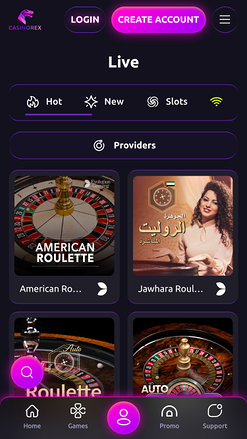 CasinoRex live dealer mobile