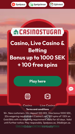 Page d’accueil de Casinostugan Mobile