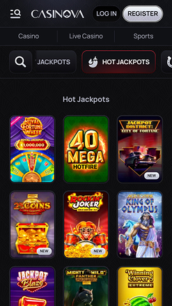 Jackpots de Casinova Casino mobile