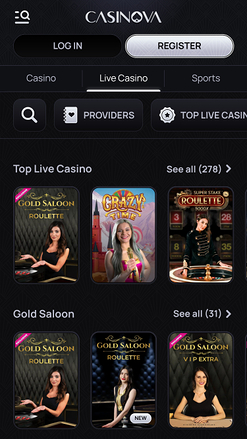 Croupier en direct de Casinova Casino mobile
