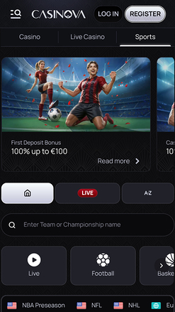 Sports en direct de Casinova Casino mobile