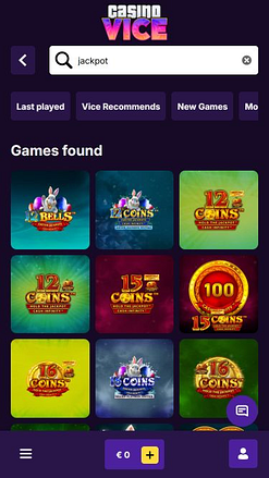 Jackpot mobile de CasinoVice