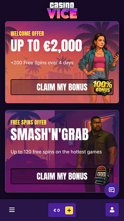 Promotions mobiles de CasinoVice