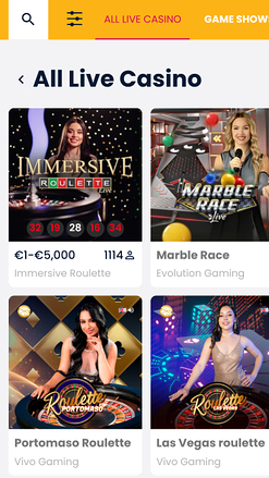 CasinoWinBig Live-Dealer mobil
