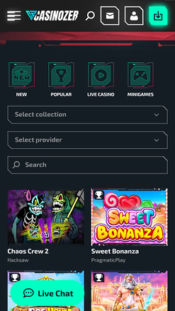 Giochi di Casinozer mobile