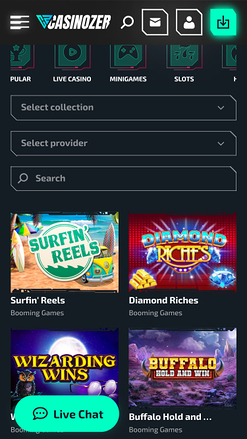 Jackpot di Casinozer mobile