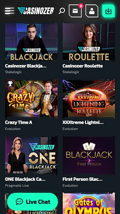 Immagine del croupier dal vivo di Casinozer Mobile
