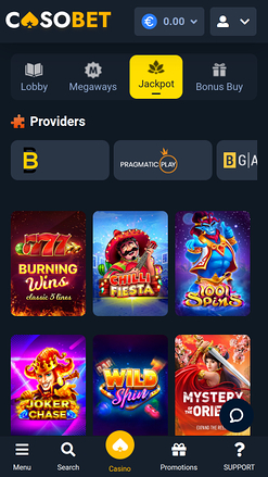 Casobet Casino Jackpot Mobile-Version