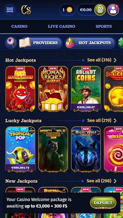 Casombie Casino Mobile Jackpot Image