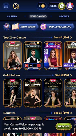 Casombie Casino Mobile Live Dealer Image