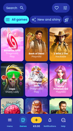 Jeux du casino Casoo version mobile