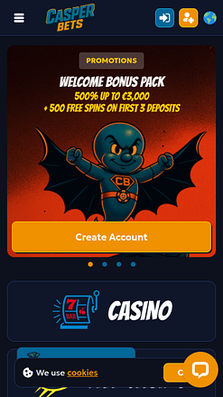 Casper Bets Casino Mobile Homepage
