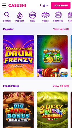 Juegos de Casushi Casino Móvil