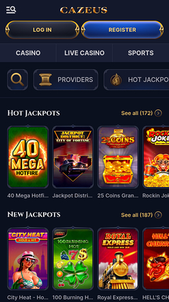 Jackpot du casino Cazeus Mobile