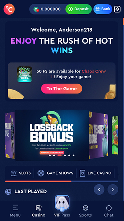 Pagina principale del Celsius Casino Mobile