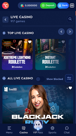 Croupier dal vivo del Celsius Casino Mobile