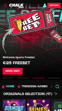 ChalkWins Casino Homepage Mobile