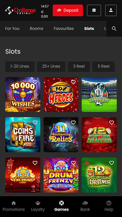 Jeux du casino Challenge Mobile